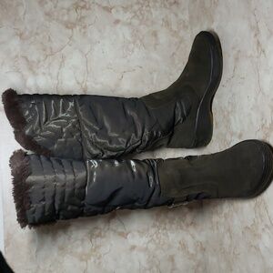 Pajar Brown Faux Fur Lined Quilted Nylon Tall Snow Winter Women Boots Size 7/7.5